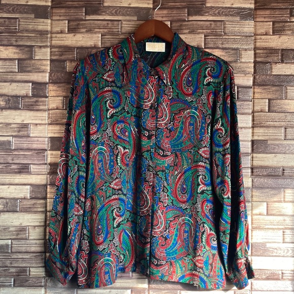 Vintage Pendleton Sophisticates Shirt Size Womens 14 Made USA Paisley - Picture 1 of 11